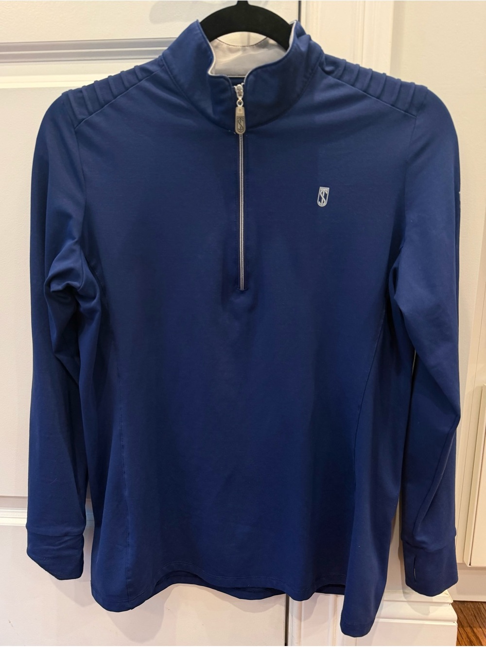 Treasury Ireland Royal Blue Long Sleeve Quarter‑Zip Performance Top for Riding.